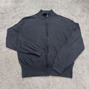 Boss Hugo Boss Full Zip Cardigan Sweater Mens Small Charcoal Gray Mock Cotton